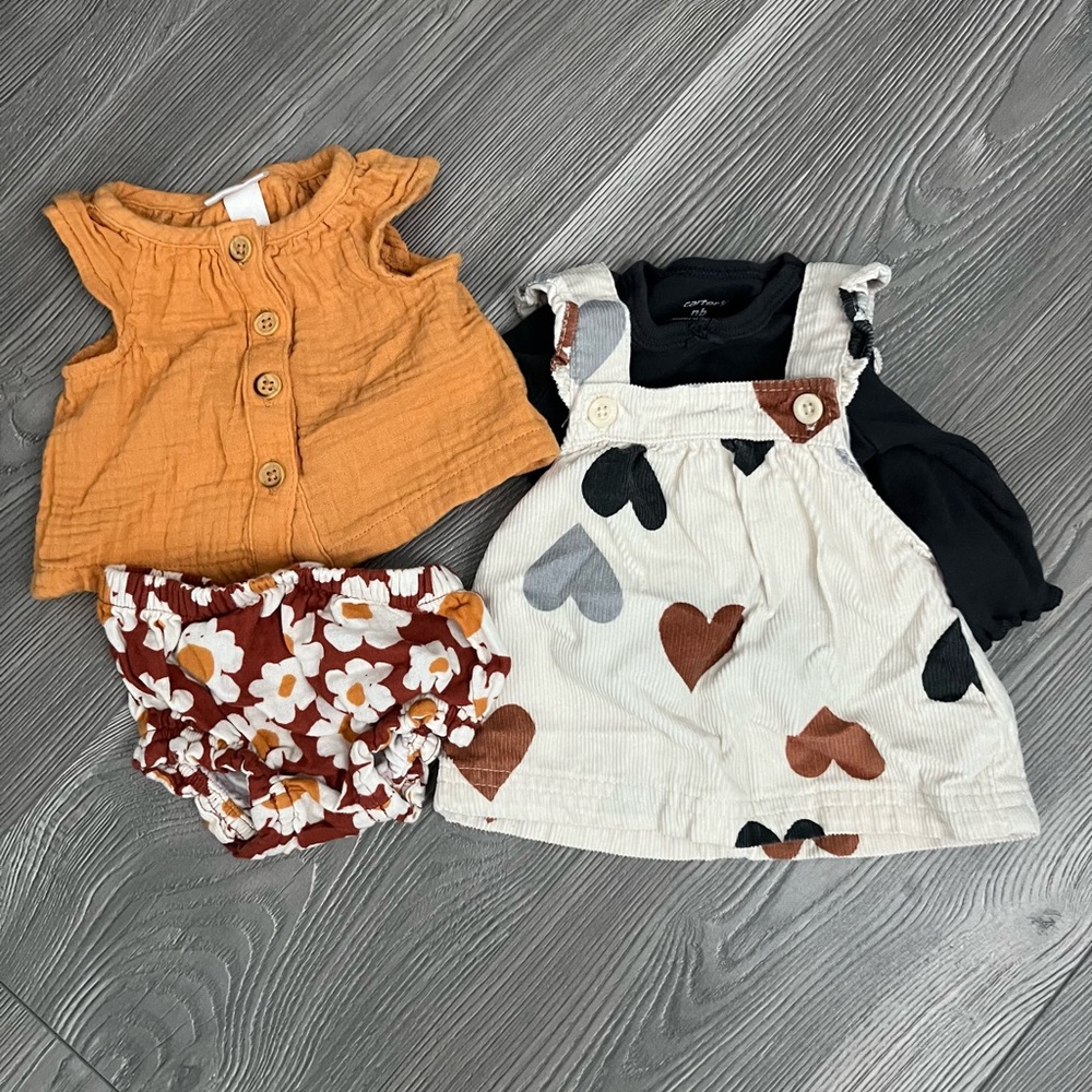 TWO Fall Newborn baby girl outfits